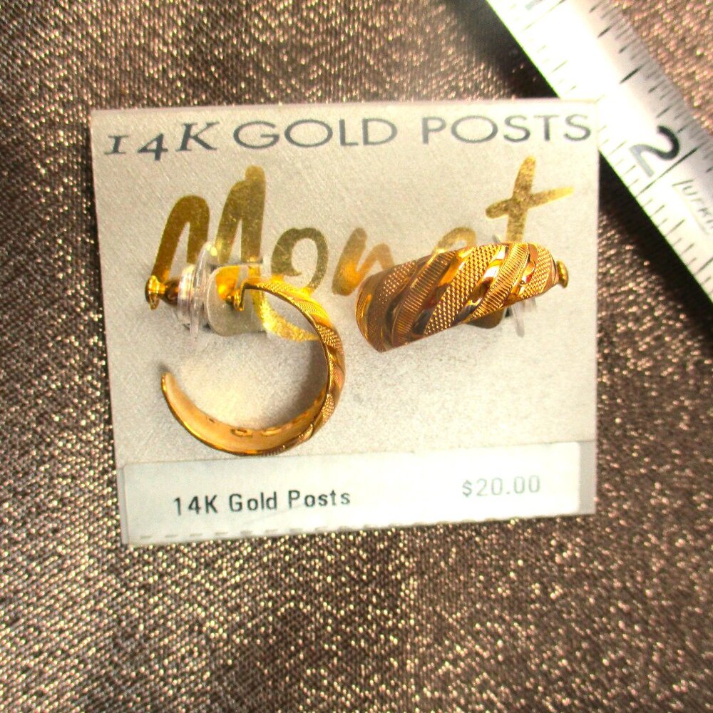 MONET Vintage Goldtone Hoop Earrings 14K Gold Filled Earwires New on Card
